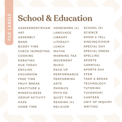 Tile Labels - School and Educations