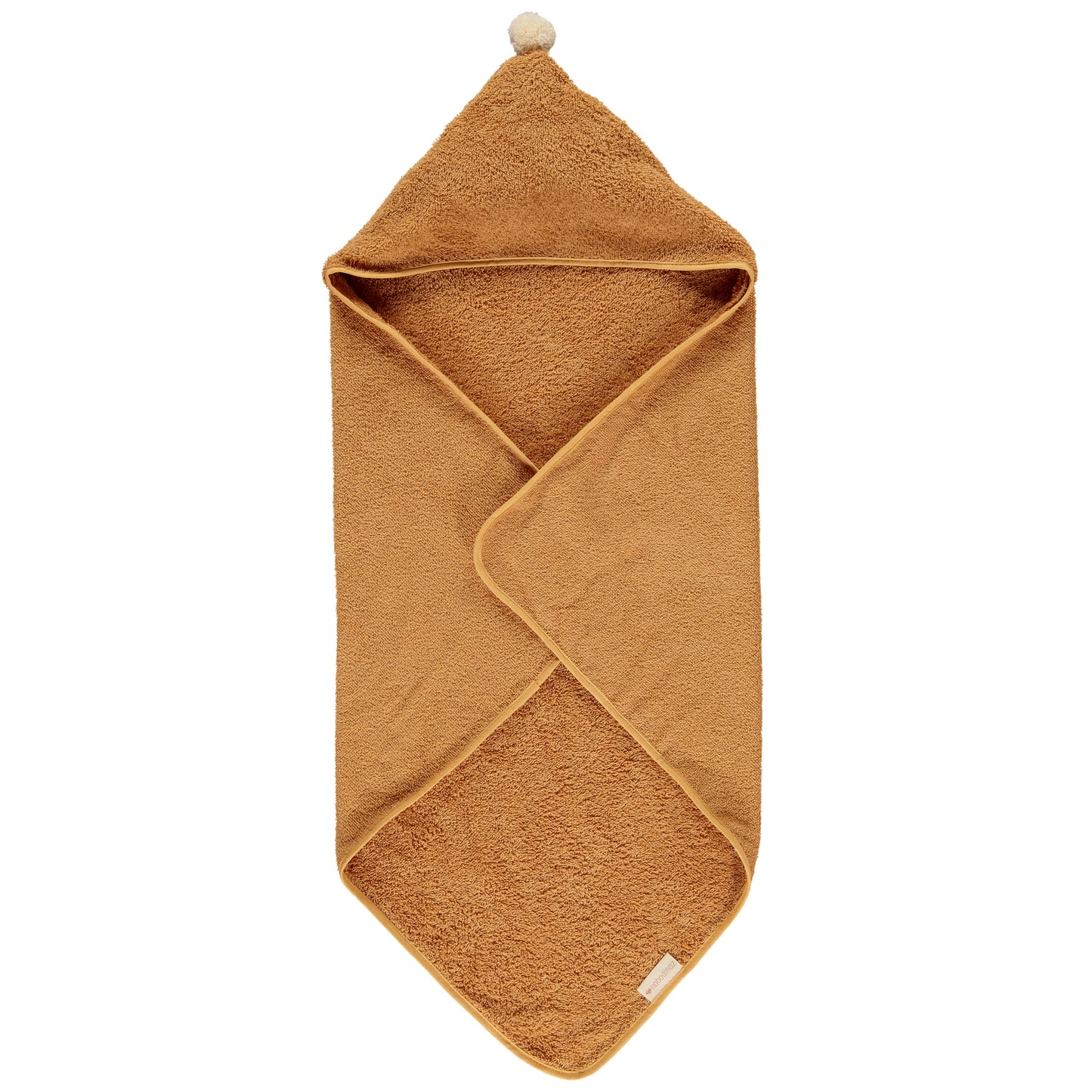 Baby Bath Set - Hooded Towel, Wash Mitt and Brush - Caramel