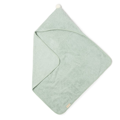Baby Bath Set - Hooded Towel, Wash Mitt and Brush - Green