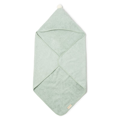 Baby Bath Set - Hooded Towel, Wash Mitt and Brush - Green