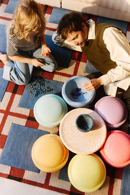 LIMITED EDITION EASTER PROMO - Stapelstein Balance Stepping Stones - Original size, Set of 6, Rainbow Pastel + Mini Pond & Petal Balance Board