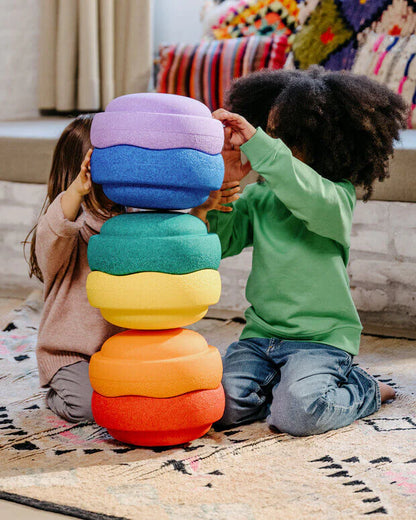 Stapelstein Balance Stepping Stones - Original size, Set of 6, Rainbow Classic