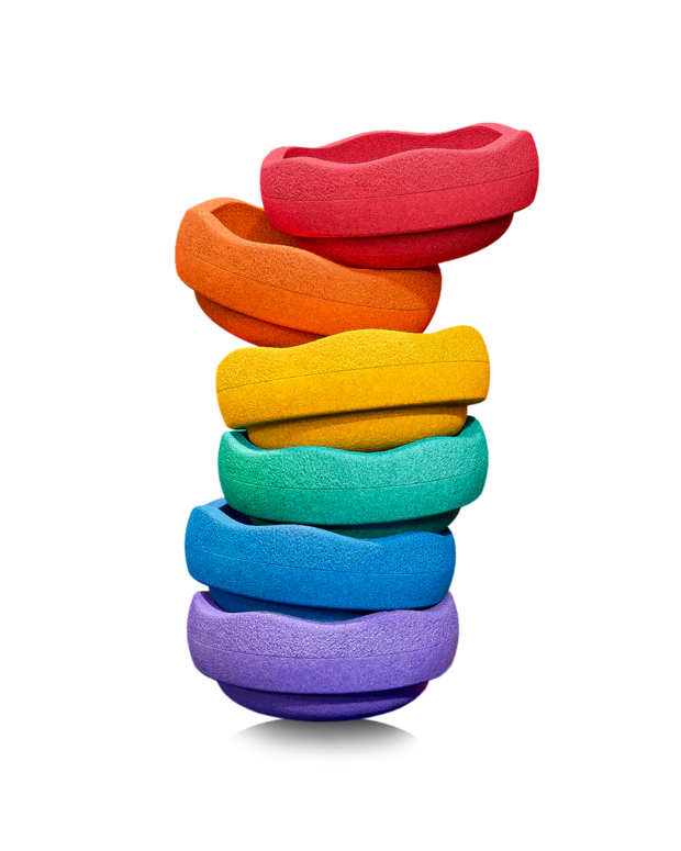 Stapelstein Balance Stepping Stones - Original size, Set of 6, Rainbow Classic