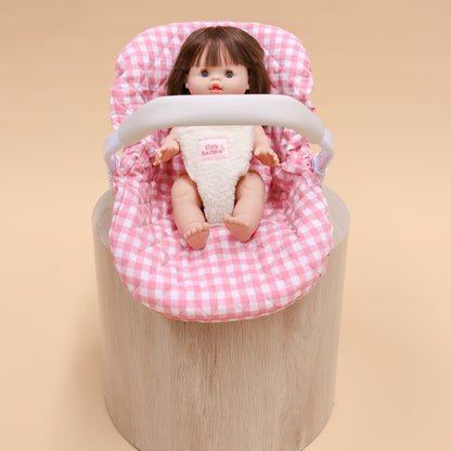 Doll's Car Seat Capsule - Pink Gingham