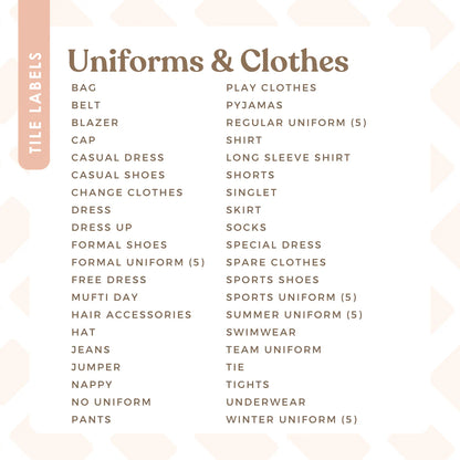 Tile Labels - Uniforms and Clothes