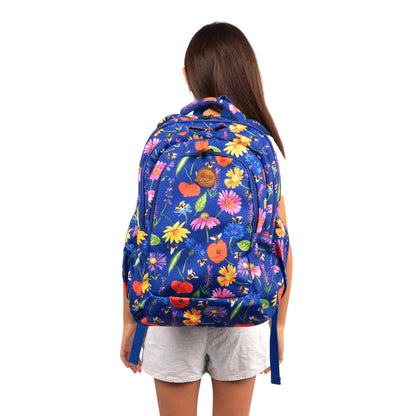 Large School Backpack - Bees & Wildflowers