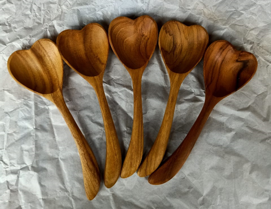 Teak Heart Spoons