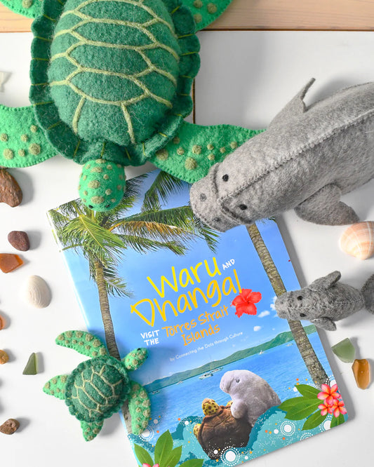 Finger Puppet Set - Waru and Dhangal - Sea Turtle and Dugong