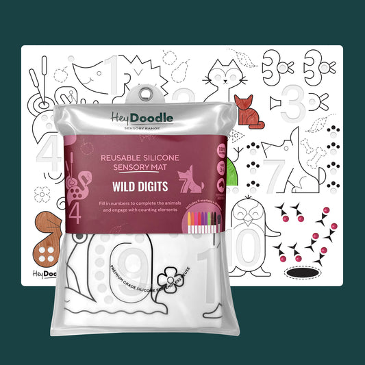 Wipeable Sensory Mat - Wild Digits