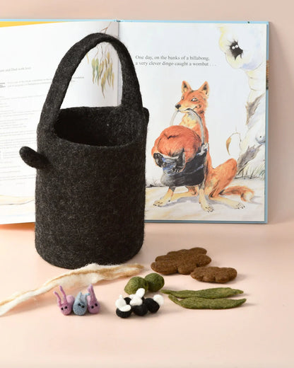 Wombat Stew Play Set - Felt Billy Can and Small Parts