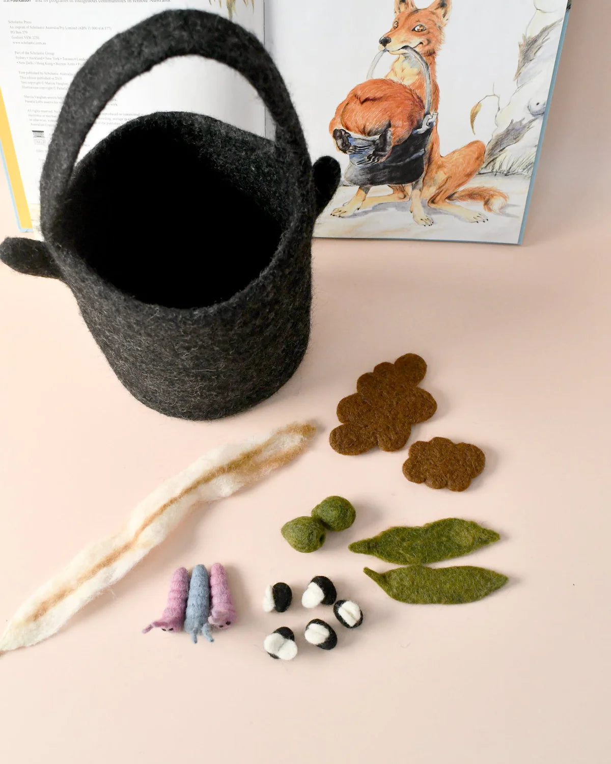 Wombat Stew Play Set - Felt Billy Can and Small Parts