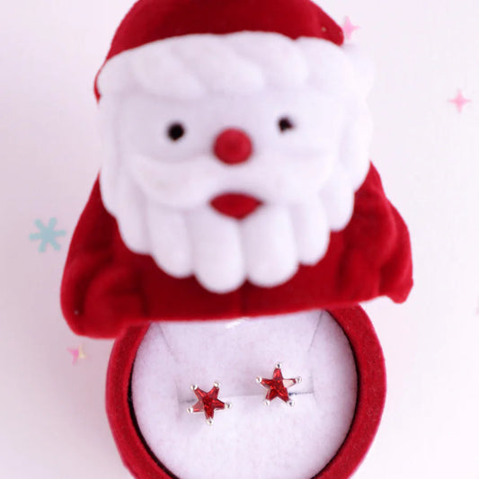 PRE ORDER - Earrings - Red Starry in Santa Velvet Box
