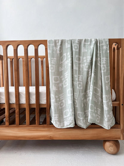 Organic Bamboo Cotton Baby Swaddle/Wrap - Green Zailie