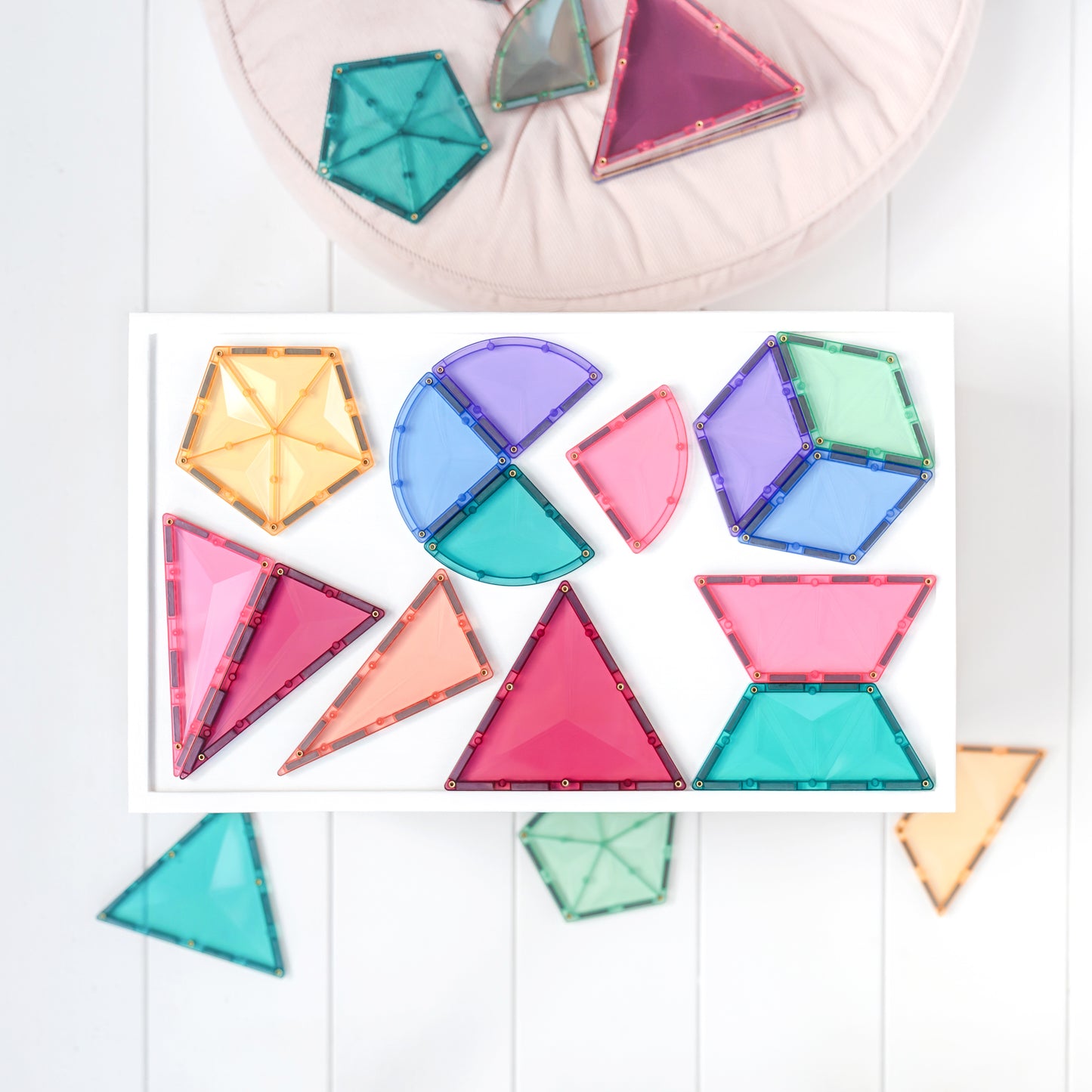 Magnetic Tiles - 48 pc Pastel Shape Expansion Pack