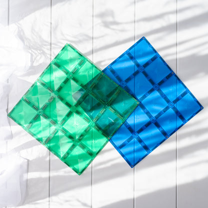 Magnetic Tiles - 2 pc Rainbow Blue & Green Base Plates