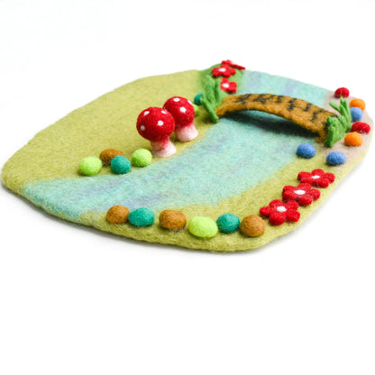 Felt Fairy River and Bridge Play Mat Playscape