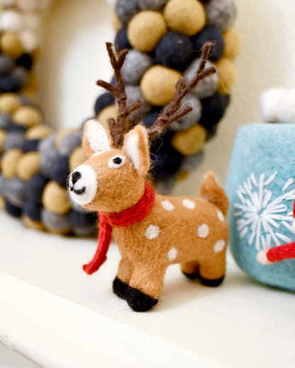 Felt Reindeer with Red Scarf