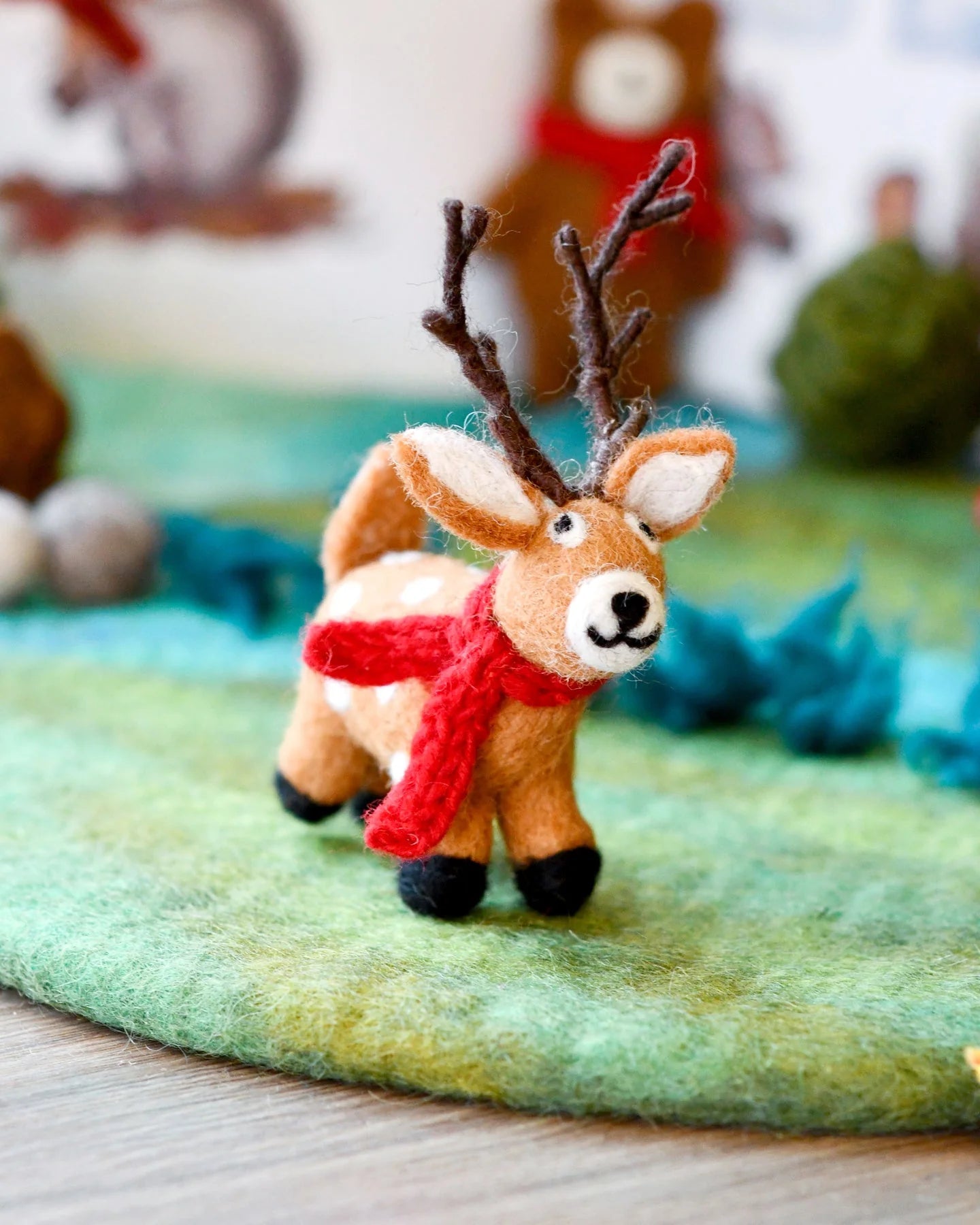 Felt Reindeer with Red Scarf