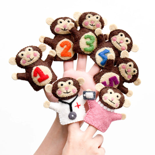 Finger Puppet Set - 5 Little Monkeys