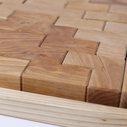 Grimm's Building Set Stairway with 19 natural alder wood building blocks for imaginative open-ended play.