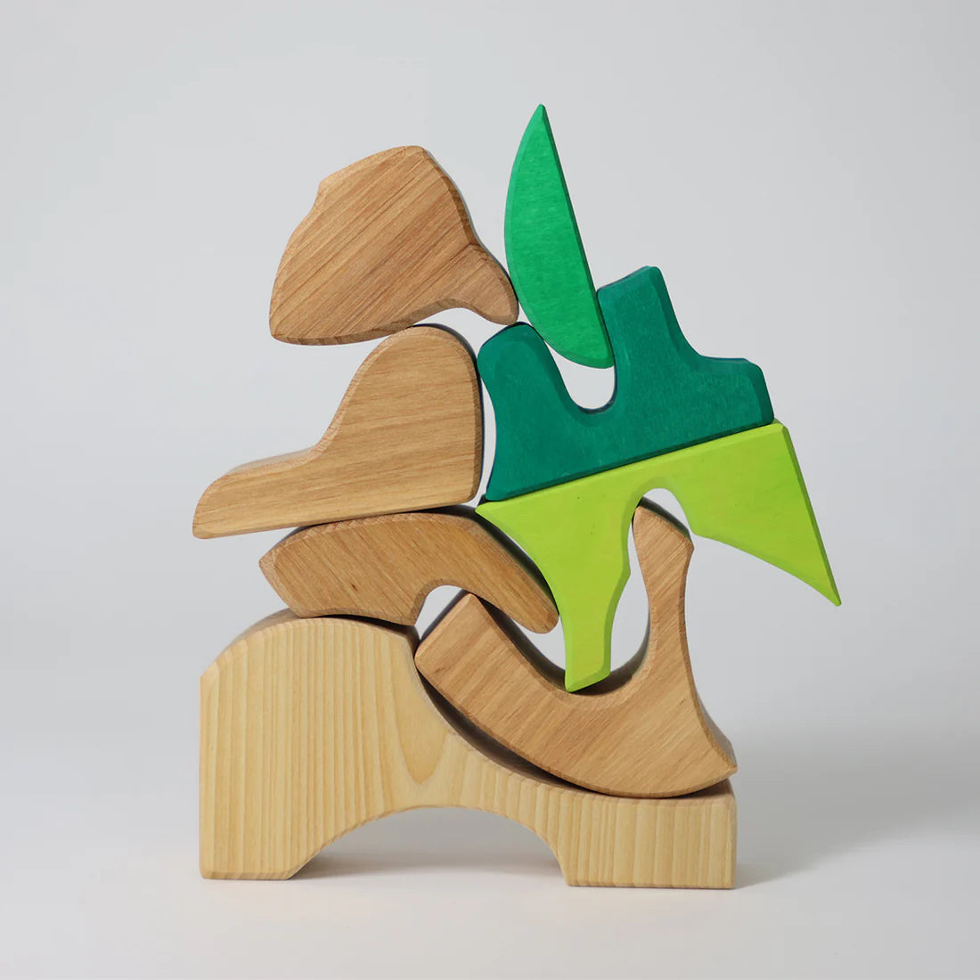 Grimm's Green Building Set with large green wooden blocks for creative, open-ended building and imaginative play.