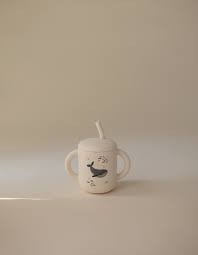 Silicone Training Cup and Straw - Whales