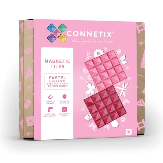 Magnetic Tiles - 2 pc Pastel Pink & Berry Base Plates