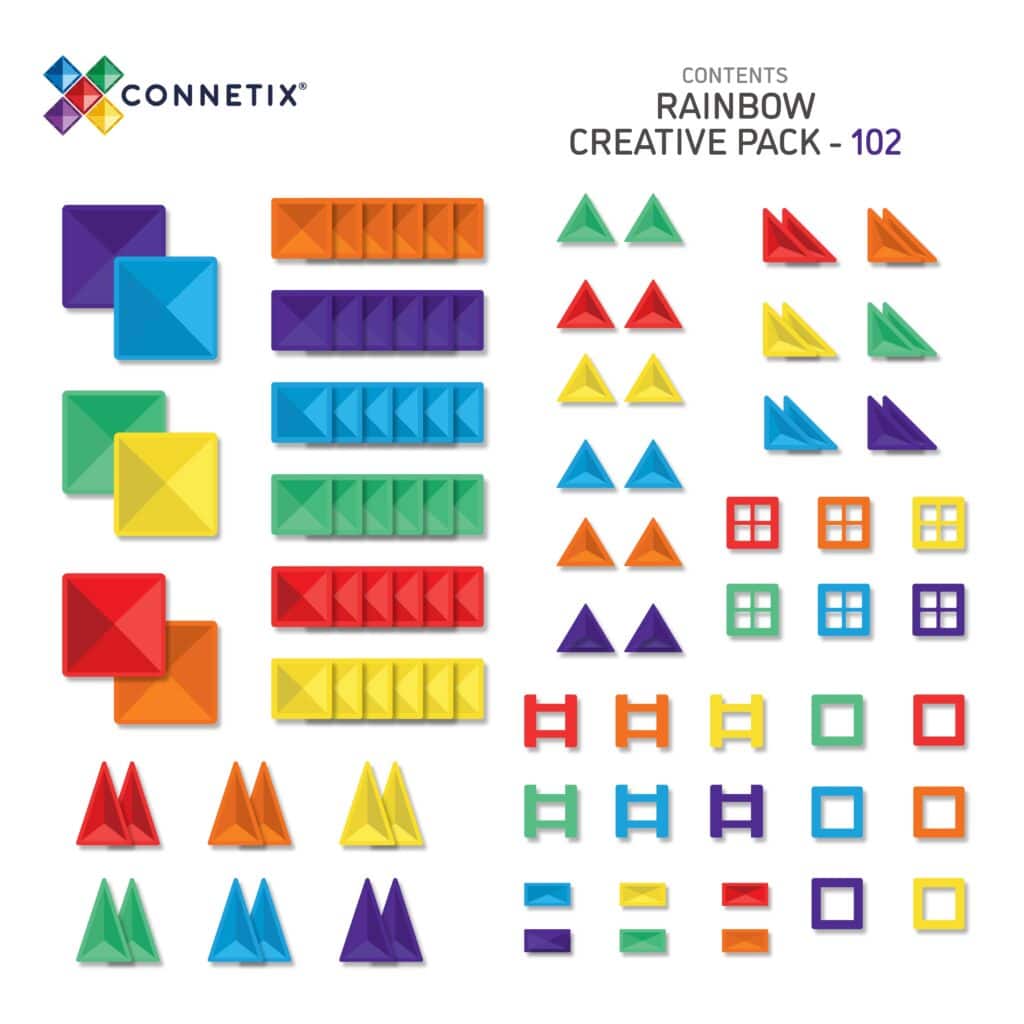 Magnetic Tiles - 102 pc Rainbow Creative Pack