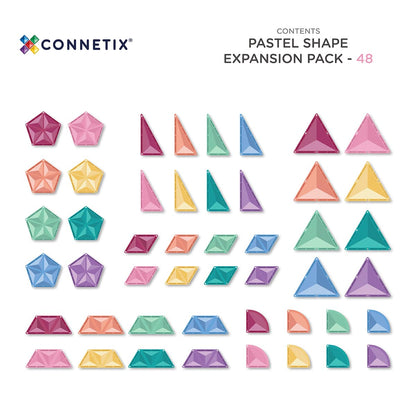 Magnetic Tiles - 48 pc Pastel Shape Expansion Pack