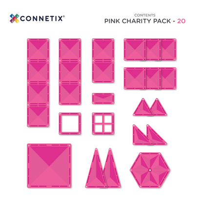 Connetix Magnetic Tiles - 20pc Charity Pack - Pink - NEW!!!