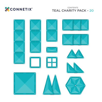 Connetix Magnetic Tiles - 20pc Charity Pack - Teal - NEW!!!
