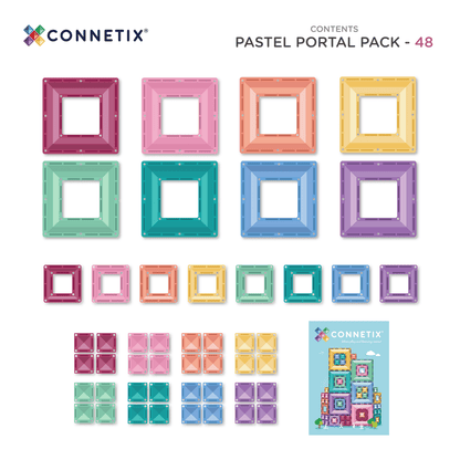 PRE ORDER - Connetix Magnetic Tiles - 48pc Portal Pack - Pastel - NEW!!!