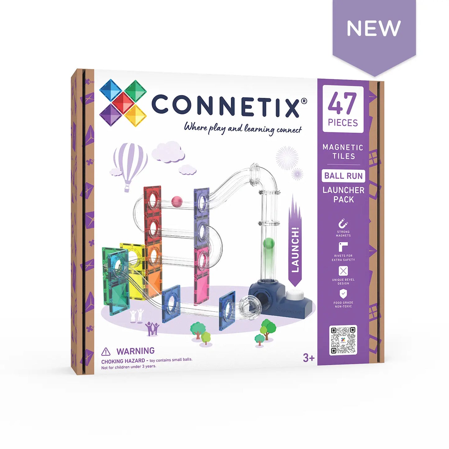 COMING SOON - Connetix Magnetic Tiles - Ball Run Launcher Pack 47 pc