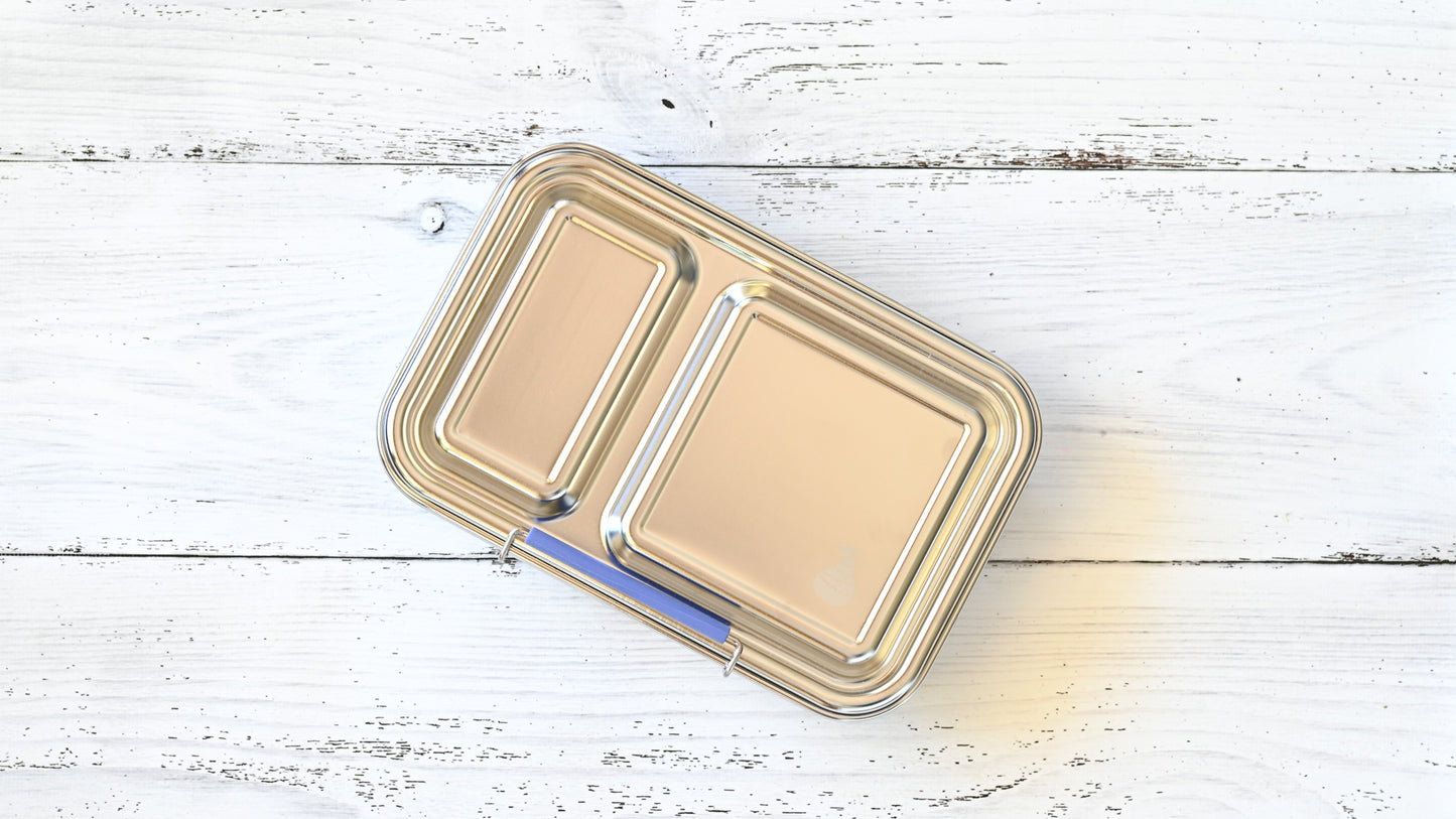 Two Compartment Leak Proof Stainless Steel Lunchbox - Indigo