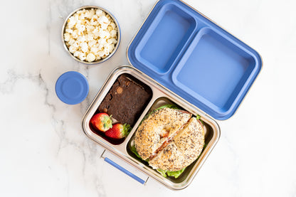Two Compartment Leak Proof Stainless Steel Lunchbox - Indigo