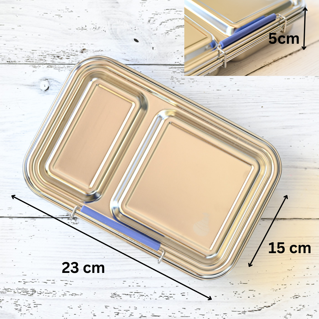 Two Compartment Leak Proof Stainless Steel Lunchbox - Indigo