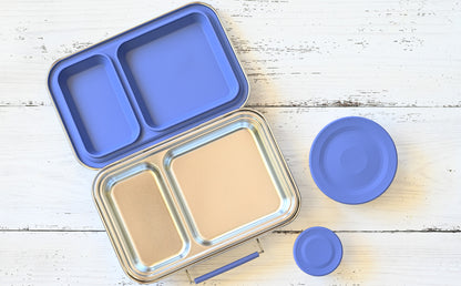 Two Compartment Leak Proof Stainless Steel Lunchbox - Indigo