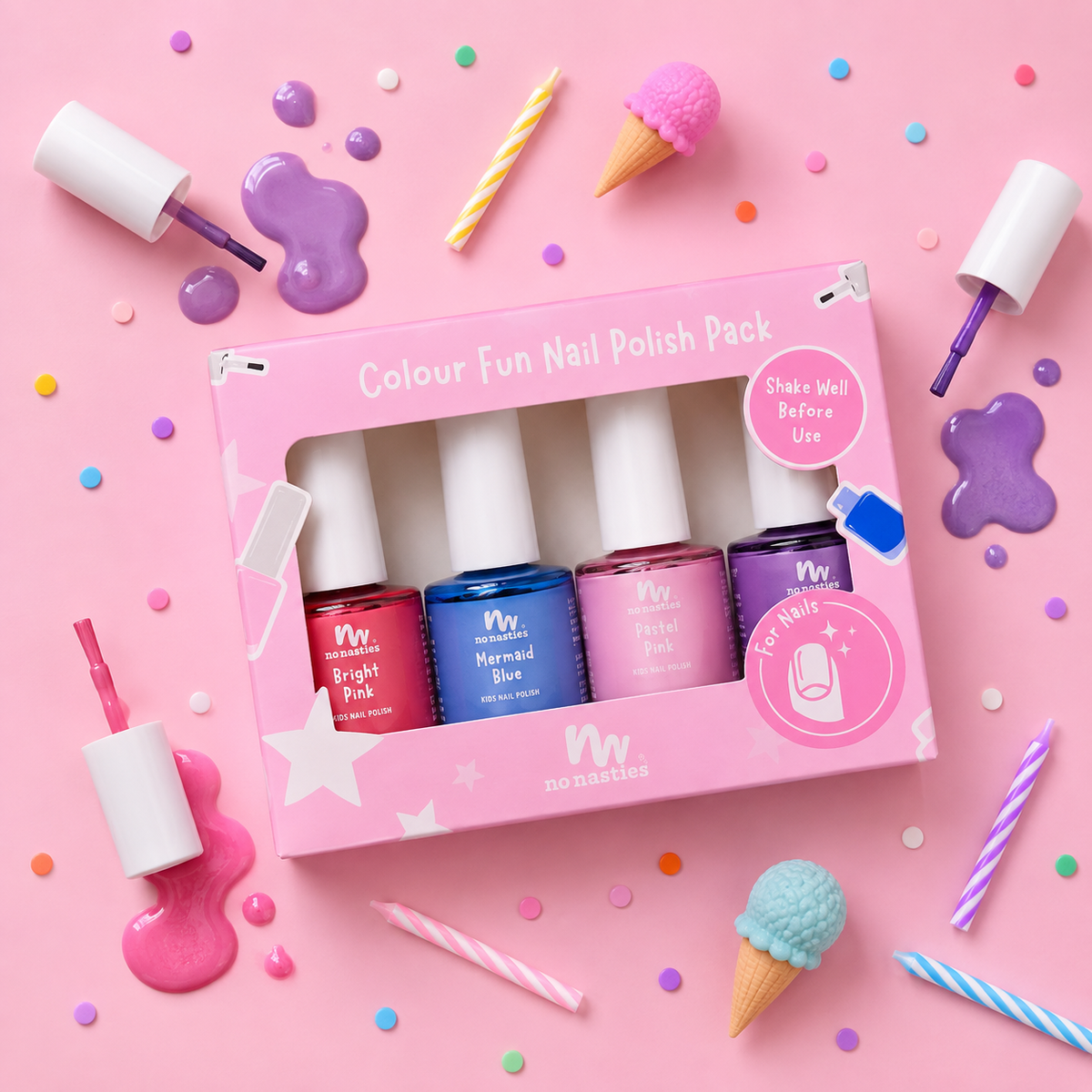 Water Based Nail Polish Non Toxic - 4 pack - Colour Fun