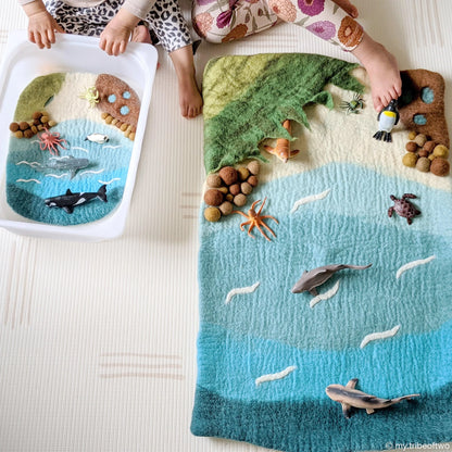 Small Sea, Beach and Rockpool Felt Play Mat Playscape