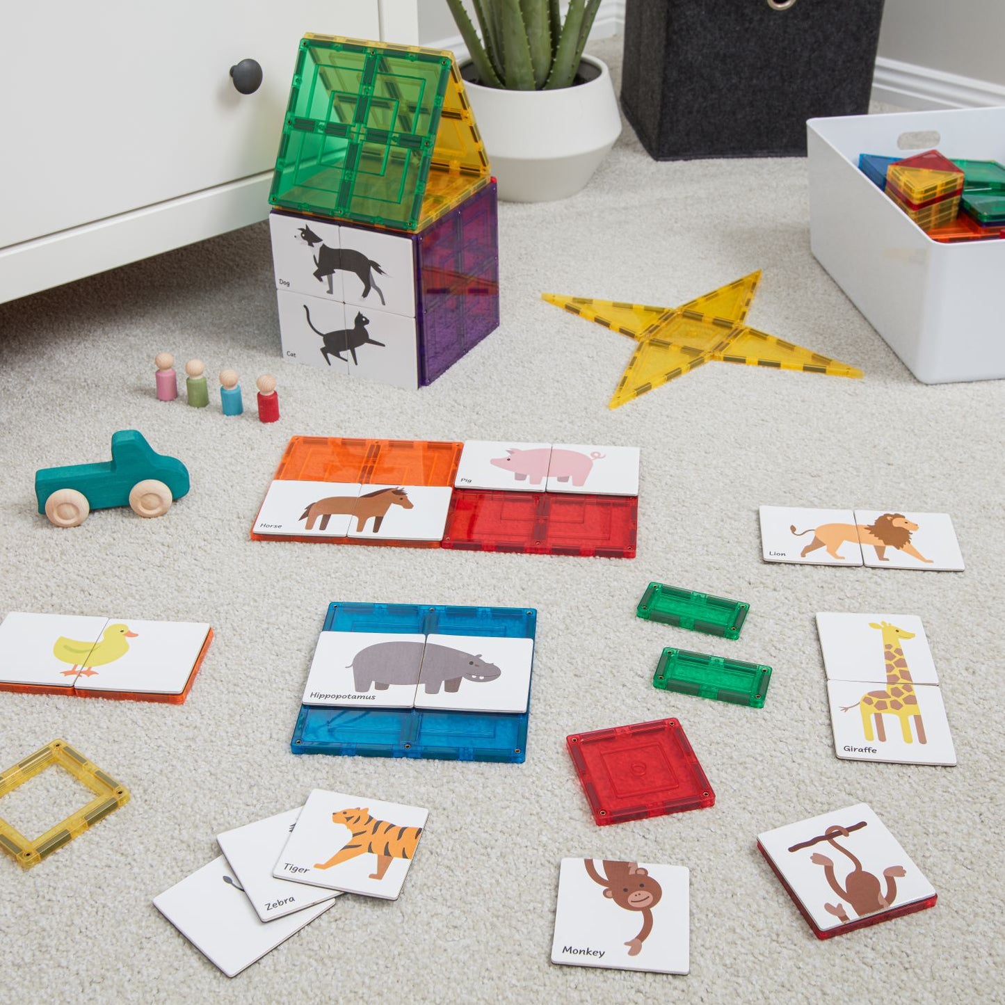 Magnetic Tile Topper - Duo Animal Puzzle Pac