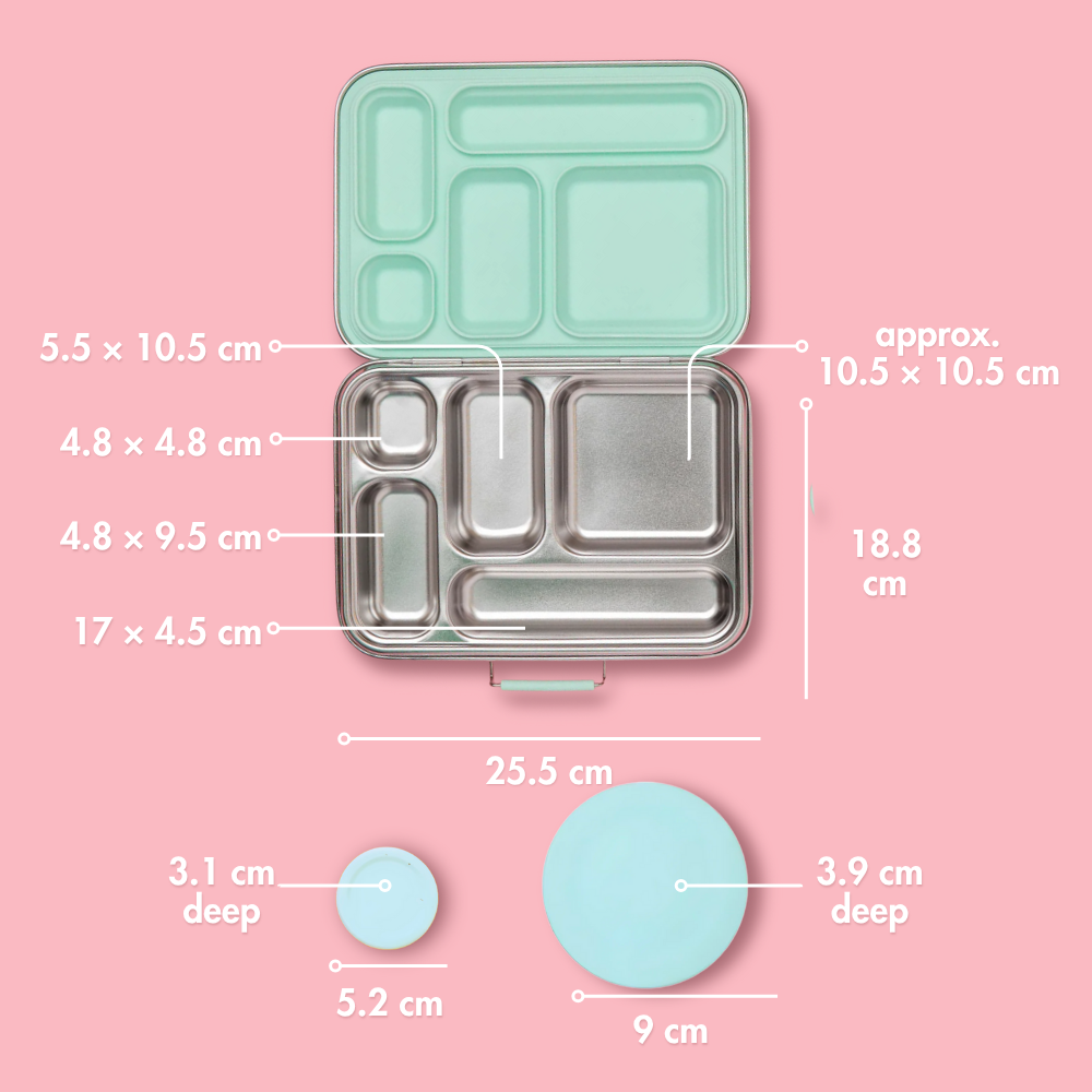 Five Compartment Leakproof Stainless Steel Lunchbox - Mint