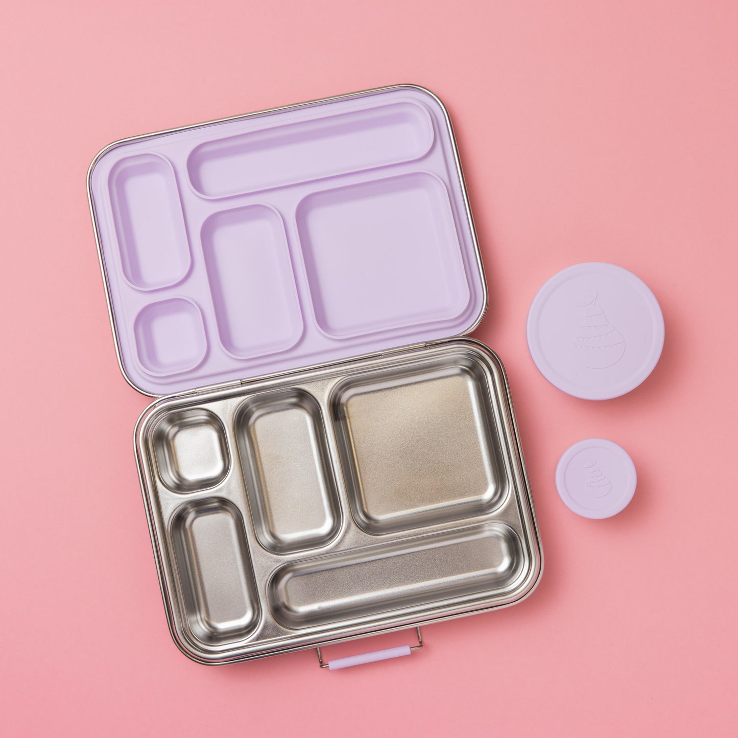 Five Compartment Leakproof Stainless Steel Lunchbox - Lilac