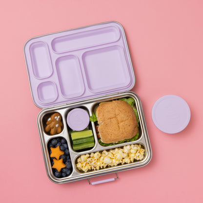 Five Compartment Leakproof Stainless Steel Lunchbox - Lilac