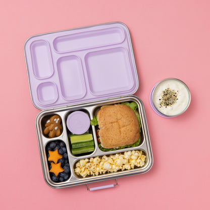 Five Compartment Leakproof Stainless Steel Lunchbox - Lilac