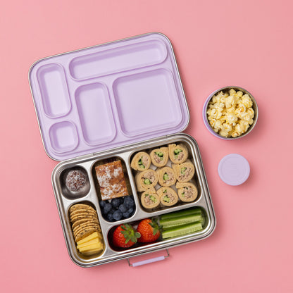 Five Compartment Leakproof Stainless Steel Lunchbox - Lilac