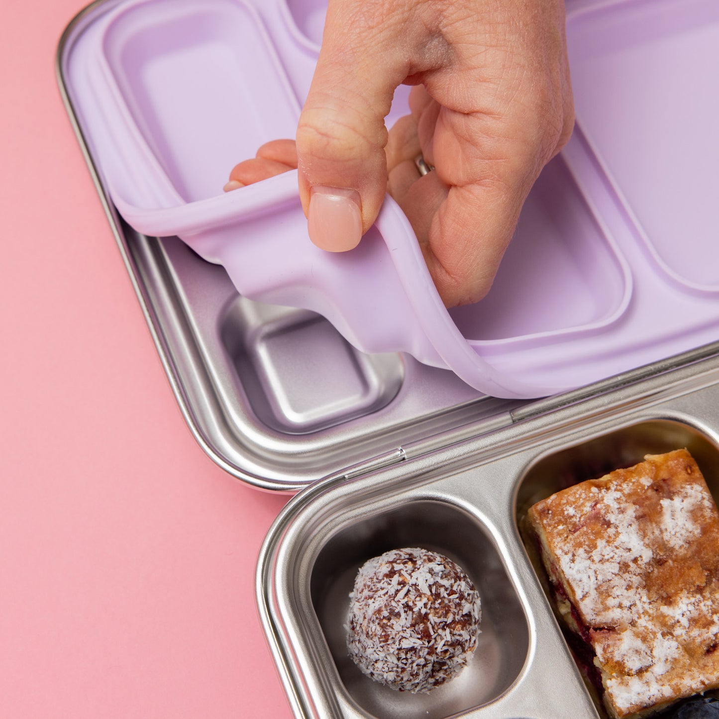 Five Compartment Leakproof Stainless Steel Lunchbox - Lilac