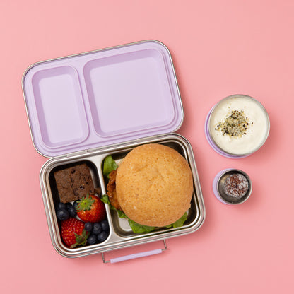 Two Compartment Leak Proof Stainless Steel Lunchbox - Lilac