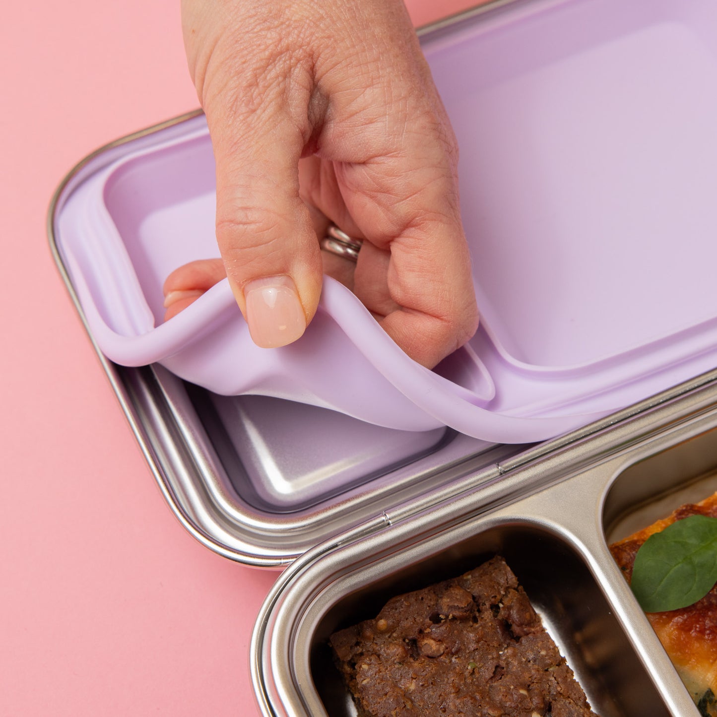 Two Compartment Leak Proof Stainless Steel Lunchbox - Lilac