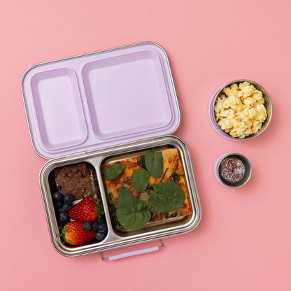 Two Compartment Leak Proof Stainless Steel Lunchbox - Lilac