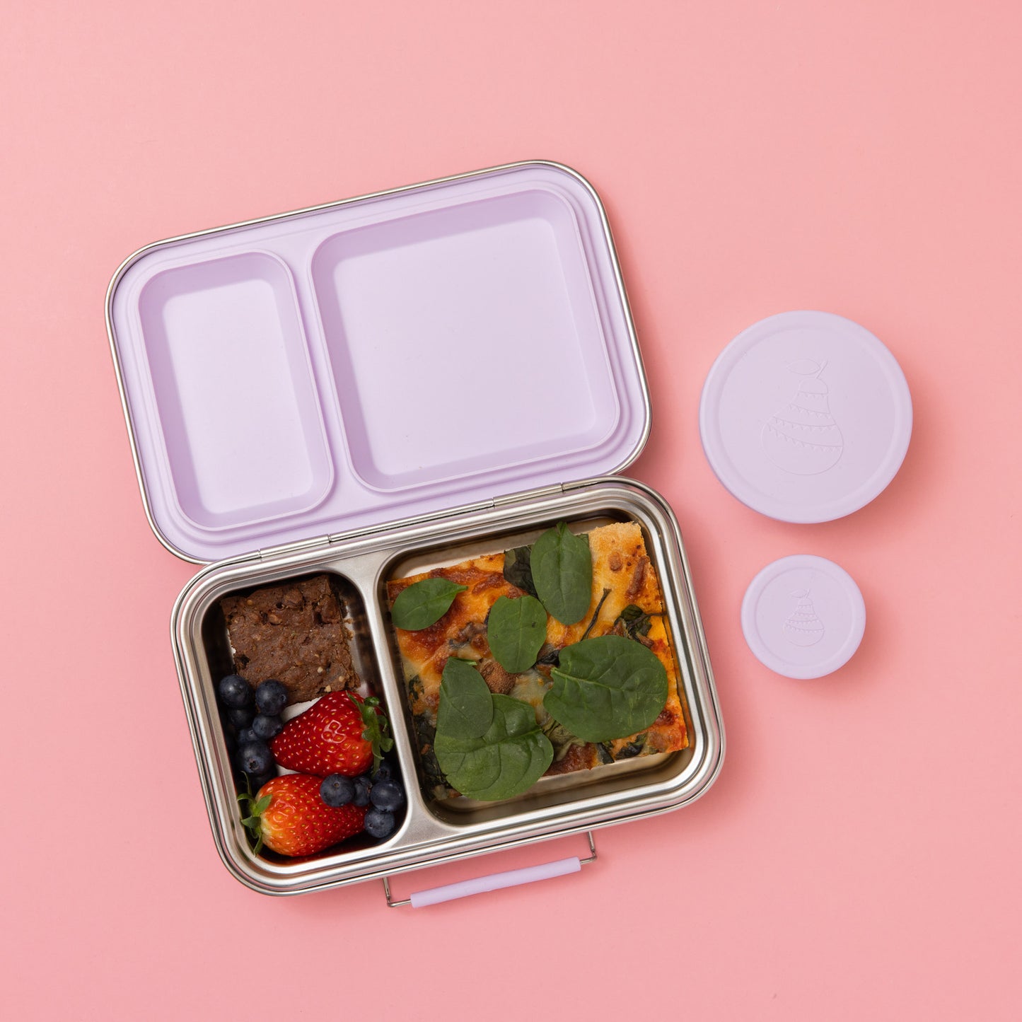 Two Compartment Leak Proof Stainless Steel Lunchbox - Lilac